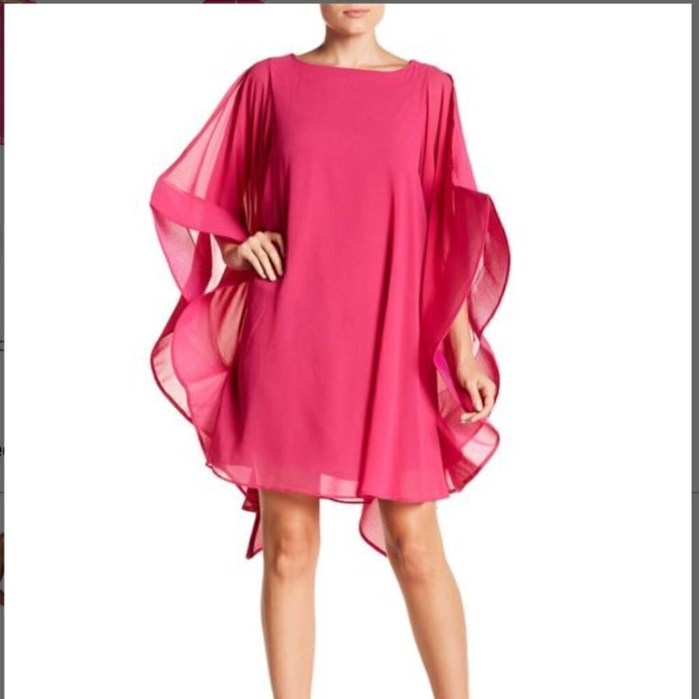 Gracia pink wide ruffle sleeve sheer tunic mini dress size S